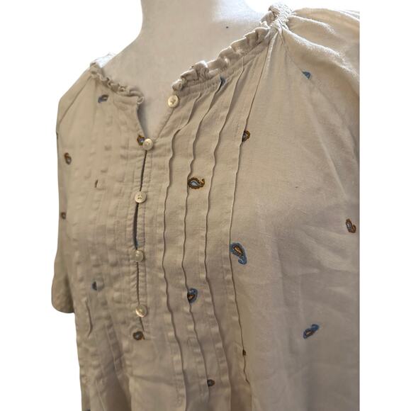 A.N.A. Embroidered Pintuck Blouse, Linen Cotton Blend, Plus Size 3XL - Picture 6 of 6